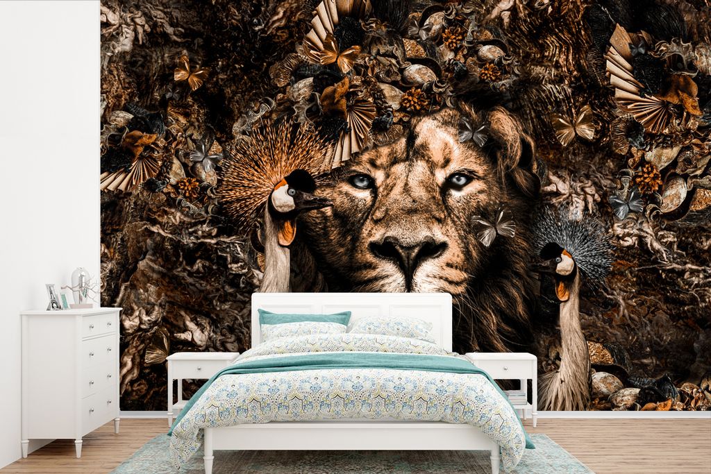 MuchoWow Fototapete für Wohnzimmer oder Schlafzimmer Wandtapete Vinyl Motivtapete Collage - Tiere - Luxus - 600x400 cm - Vinyltapeten