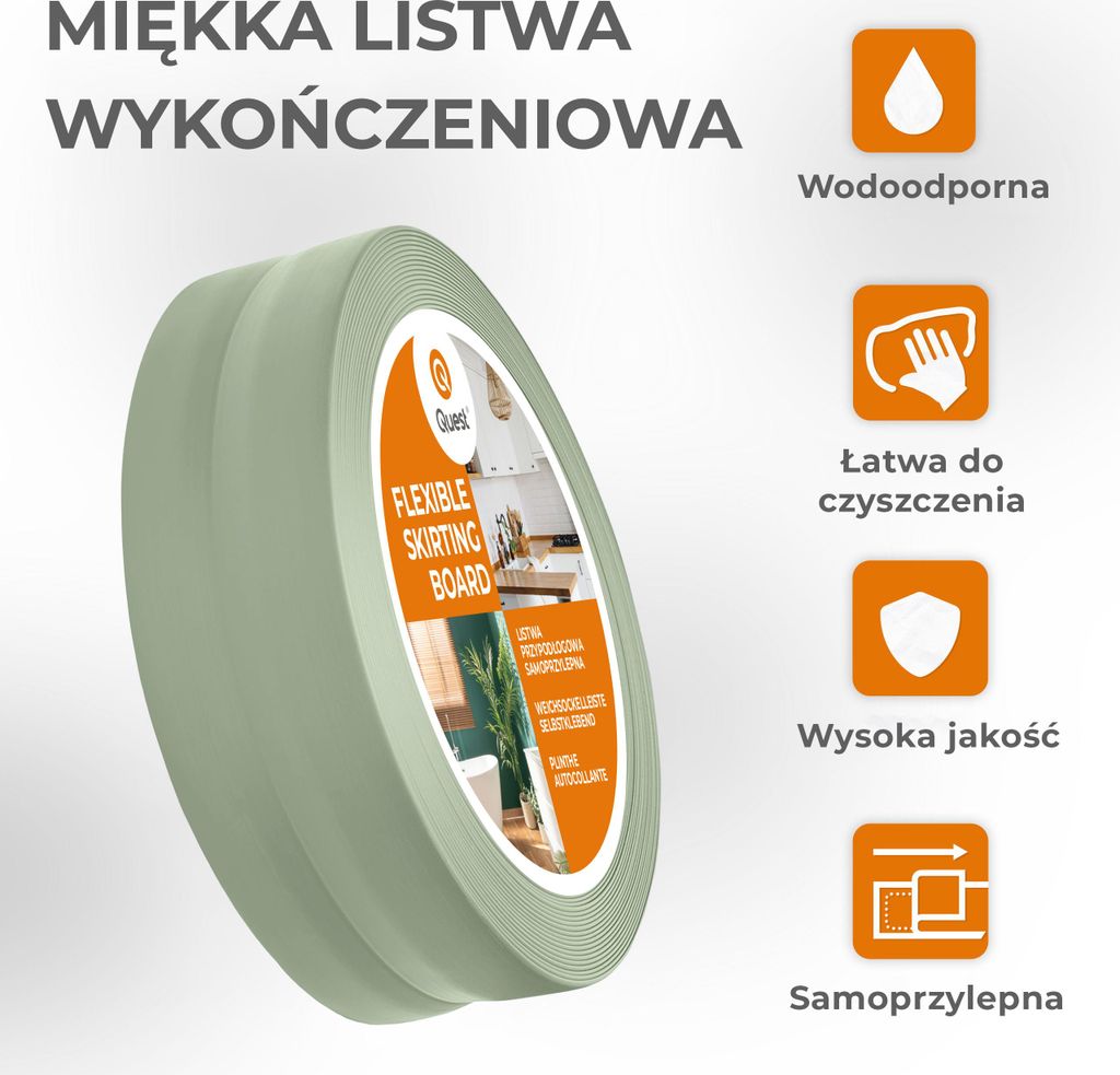 QUEST Listwa wykończeniowa PCV 30x30mm, 10m, samoprzylepna, Zdjęcie produktu 
