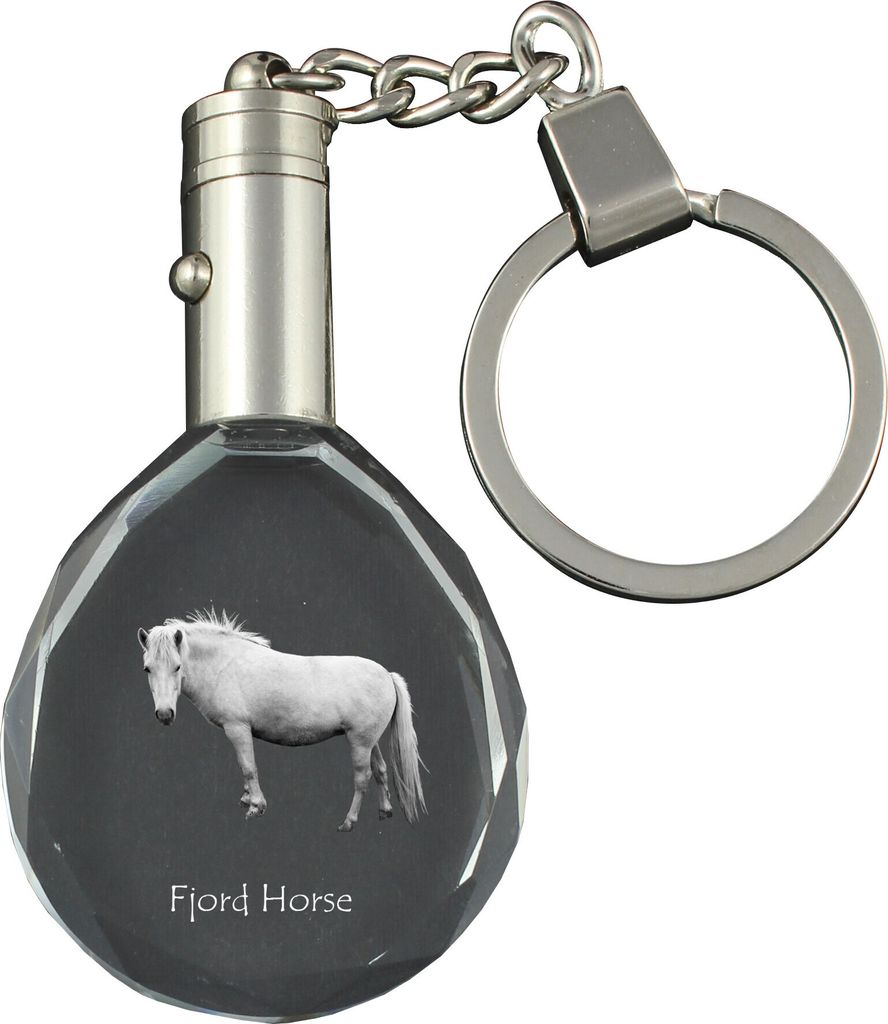 Fjordpferd - pendant with a picture of a horse, crystal key ring in a gift box, unique gift by Art-Dog brand