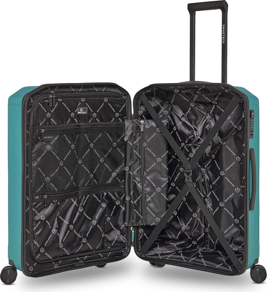 Set Voyage SMARTBOX 3 Valises Teal Turquoise 55cm pour Vacances et Vols