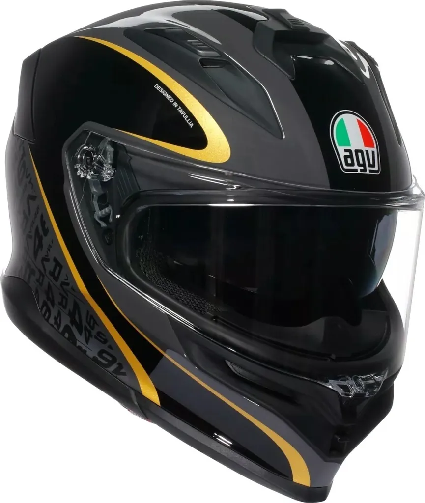 Casque Moto AGV K7 Flow 46 Noir Gris Or - Idéal pour les Longs Trajets