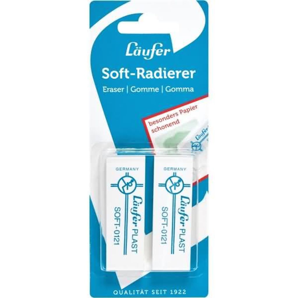 Läufer Kunststoff-Radierer PLAST SOFT 2er Blisterkarte