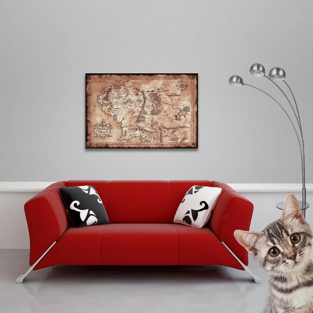 Mappa Terra di Mezzo Poster + Ganci Alluminio 93,5 cm - Idea Regalo Fan