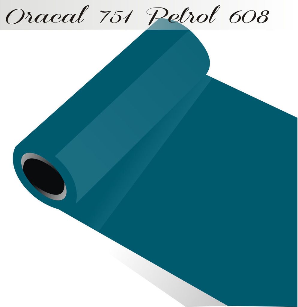 Oracal 751 - Orafol Folie 5m (Laufmeter) freie Farbwahl 118 glänzende Farben - glanz in 4 Größen, 100 cm Folienhöhe petrol - 608