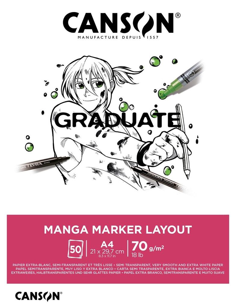 CANSON Studienblock GRADUATE Manga Marker Layout DIN A4 50 Blatt