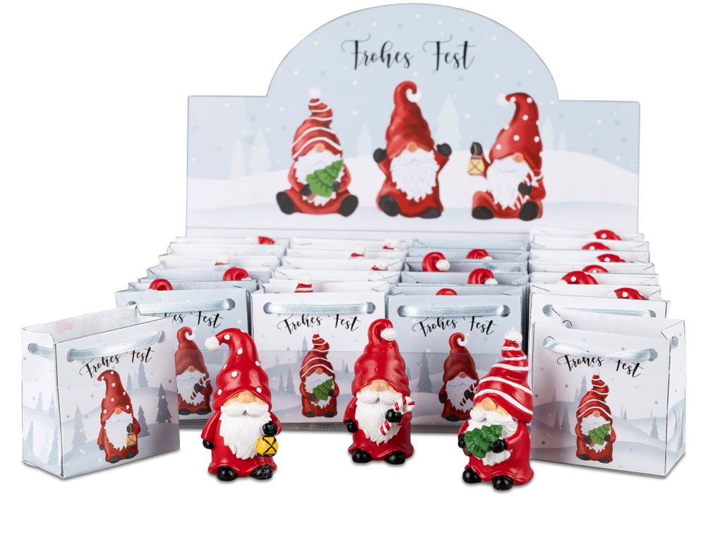 Deko Figur Wichtel rot-weiss sort. in Papiertüte 6,5 cm Produktbild 
