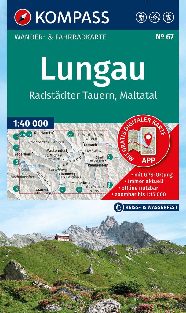 KOMPASS Wanderkarte 67 Lungau, Radstädter Tauern, Maltatal 1:40.000