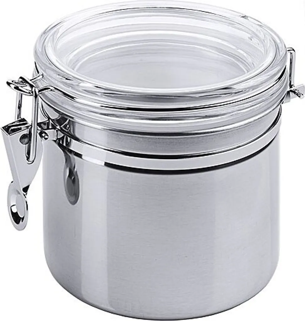 Vaso in acciaio inossidabile 18/10, lucido, spessore 0,6 mm, coperchio in vetro acrilico a tenuta stagna con guarnizione in silicone, non lavabile in lavastoviglie
