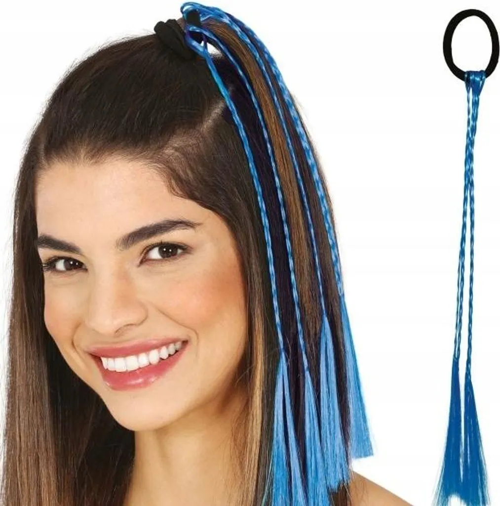 Accessorio Carnevale Braccioli Blu 35cm - Estensioni Capelli Set 3