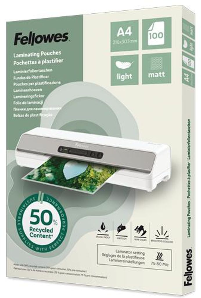 Fellowes Laminierhüllen A4 Matt Thermodruck 100 Stück