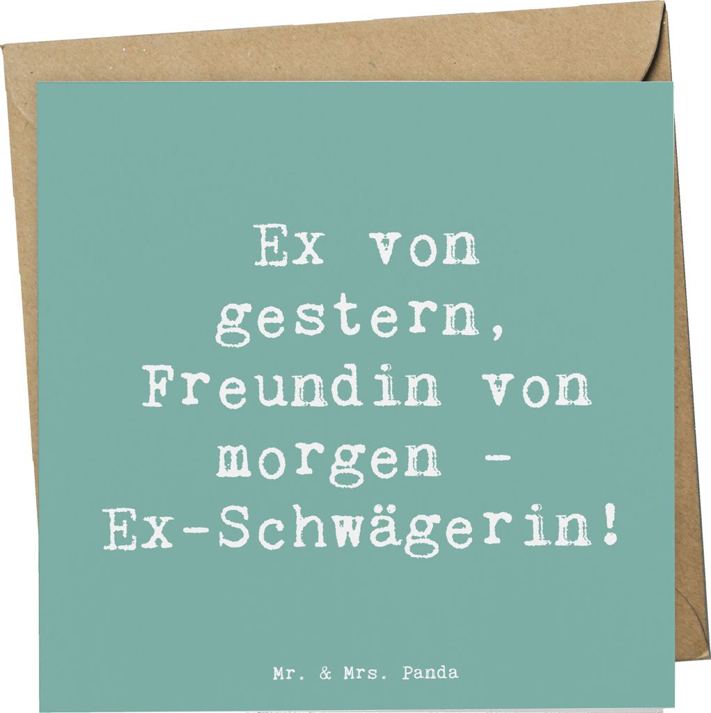Mr. & Mrs. Panda Grußkarte Spruch Ex-Schwägerin Überrascht - Meeresbrise - Geschenk, familiäre Bindungen, liebevoll, Geburtstage, Klappkarte, d...