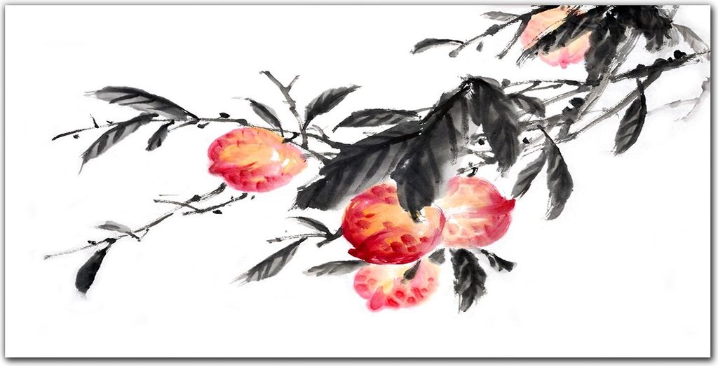 Coloray Bild aus Leinwand 140x70 Leinwand Dekoration - Zweig Fruchtblätter