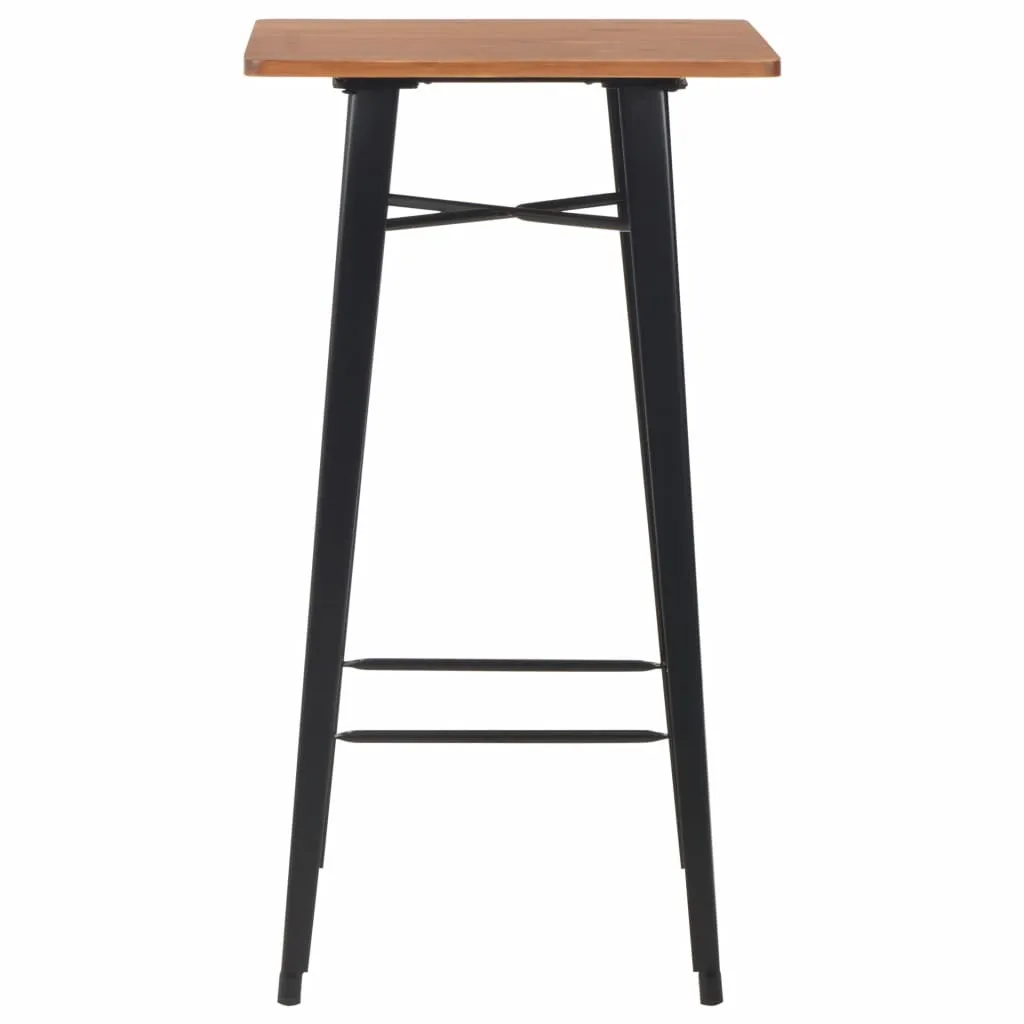 Tavolo Alto Bistrot 60x60x108 cm Nero - Pino Massiccio e Acciaio