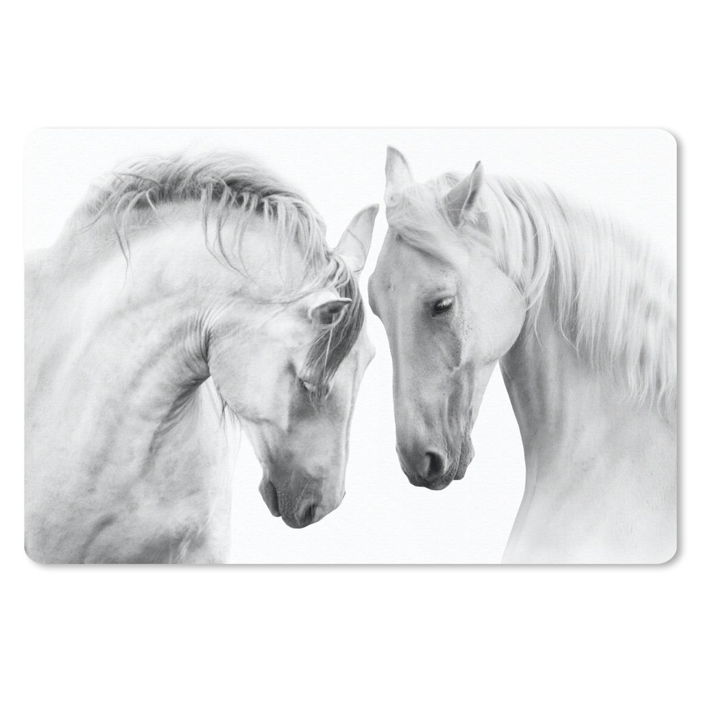 MuchoWow Schreibtischunterlage Pferd - Tiere - Porträt - Weiß 60x40 cm - XXL Mauspad - Großes Mauspad