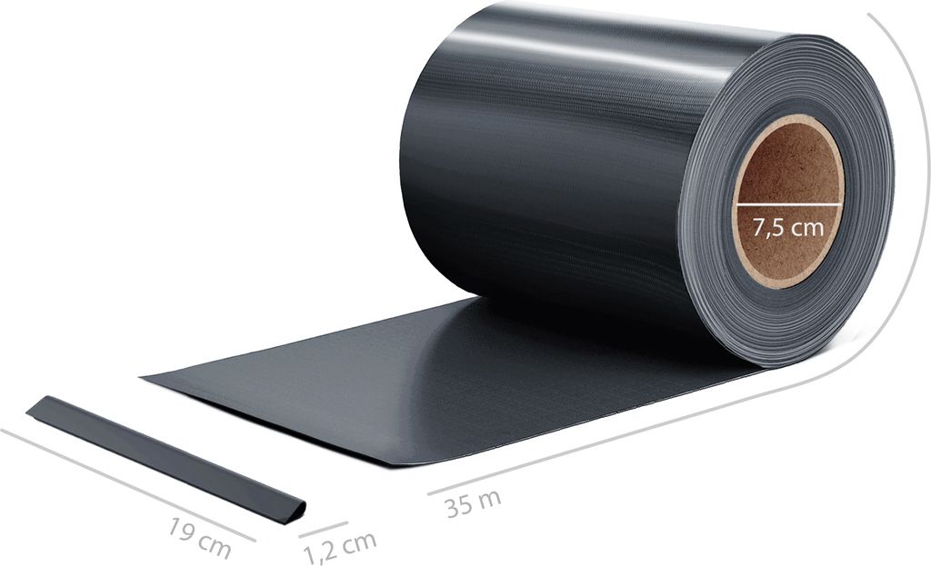 MIDORI PVC Sichtschutzstreifen, 35 M X 19 Cm – In Anthrazit, Inkl. 30 Clips, Für Zäune Bis 20 Cm Maschenhöhe
