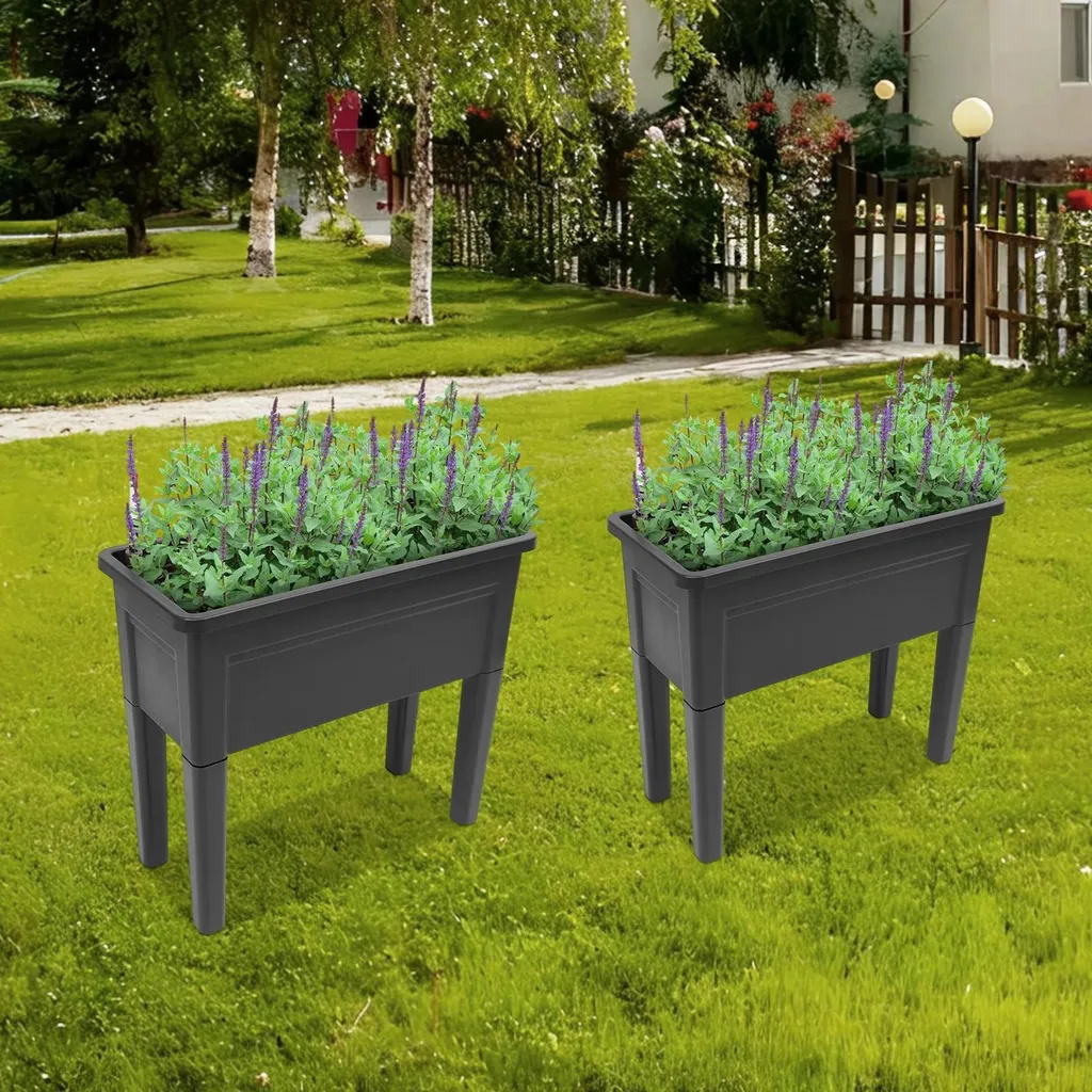 Jardinière rectangulaire pour balcon et terrasse lot de 2 bacs extérieurs - 5