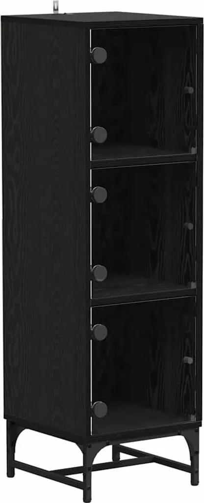 SYFAX™ Credenza Rovere Nero 35x37x117 cm: Mobiletto Salvaspazio Moderno
