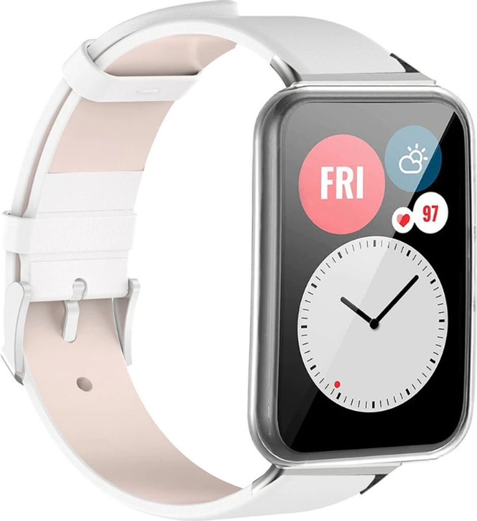 Strap-it Huawei Watch Fit New Lederarmband (Weiß)