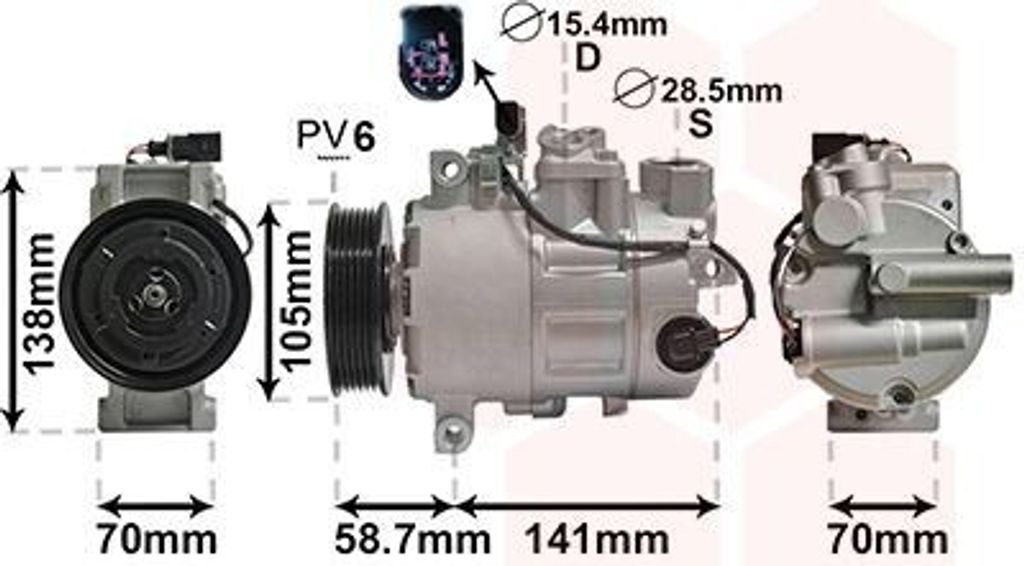 VAN WEZEL 0300K279 - OE 8E0260805AG Klimakompressor für A4 (8K), A4 (8E), A4 (8H), A5 (8T), A5 (8F), A6 (4F), Q5 (8R), Exeo (3R)