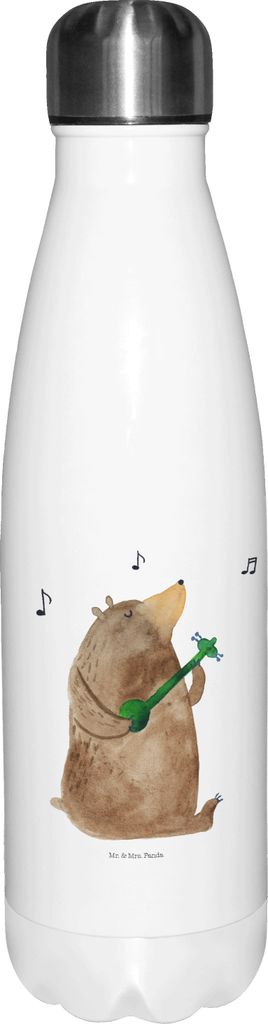 Mr. & Mrs. Panda Trinkflasche Bär Lied - Weiß - Geschenk, Spruch, Herz, Trinkgefäß, Frau, Wasserflasche, Teddy, Valentinstag, Thermos, Liebe, t...