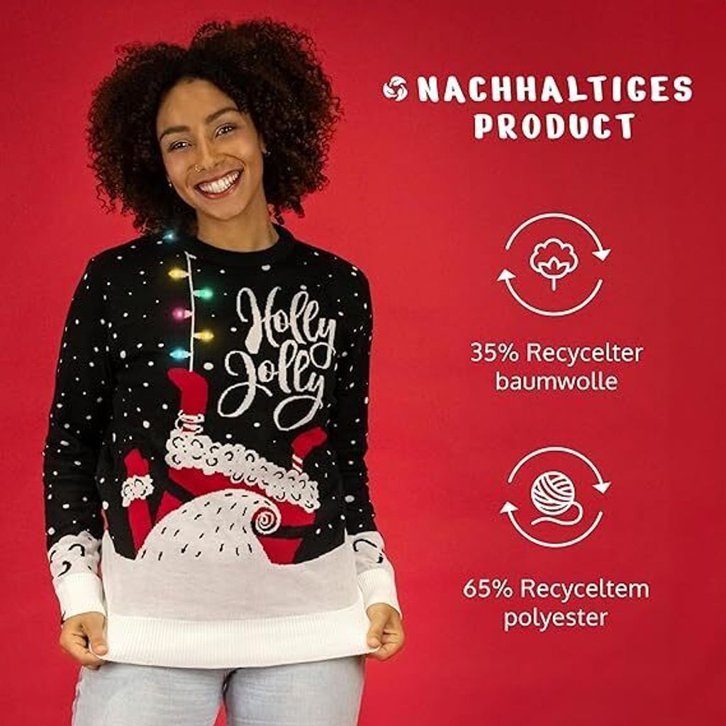 JAP Christmas Let it Glow Ugly Christmas Sweater Grün L