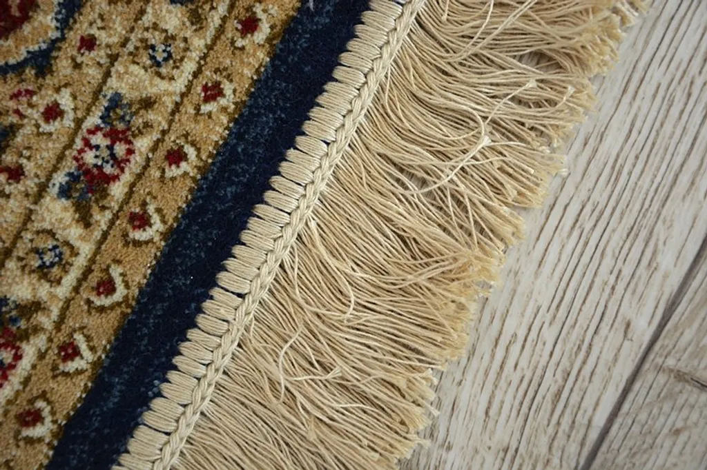 Tapis Bleu Foncé Multicolore WINDSOR avec Franges et Rosettes 120x170