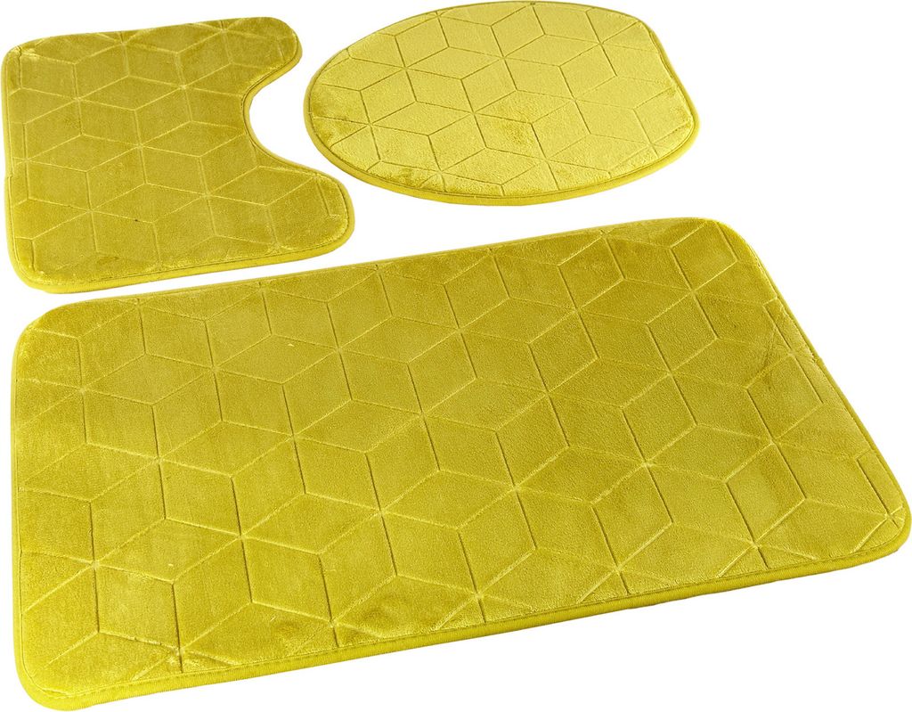 Badezimmer Teppiche Sumba Olive 31 - Dreiteilig 3 Stück: Teppich 45x75+ Unterlage 45x35+ Auflage 44x38