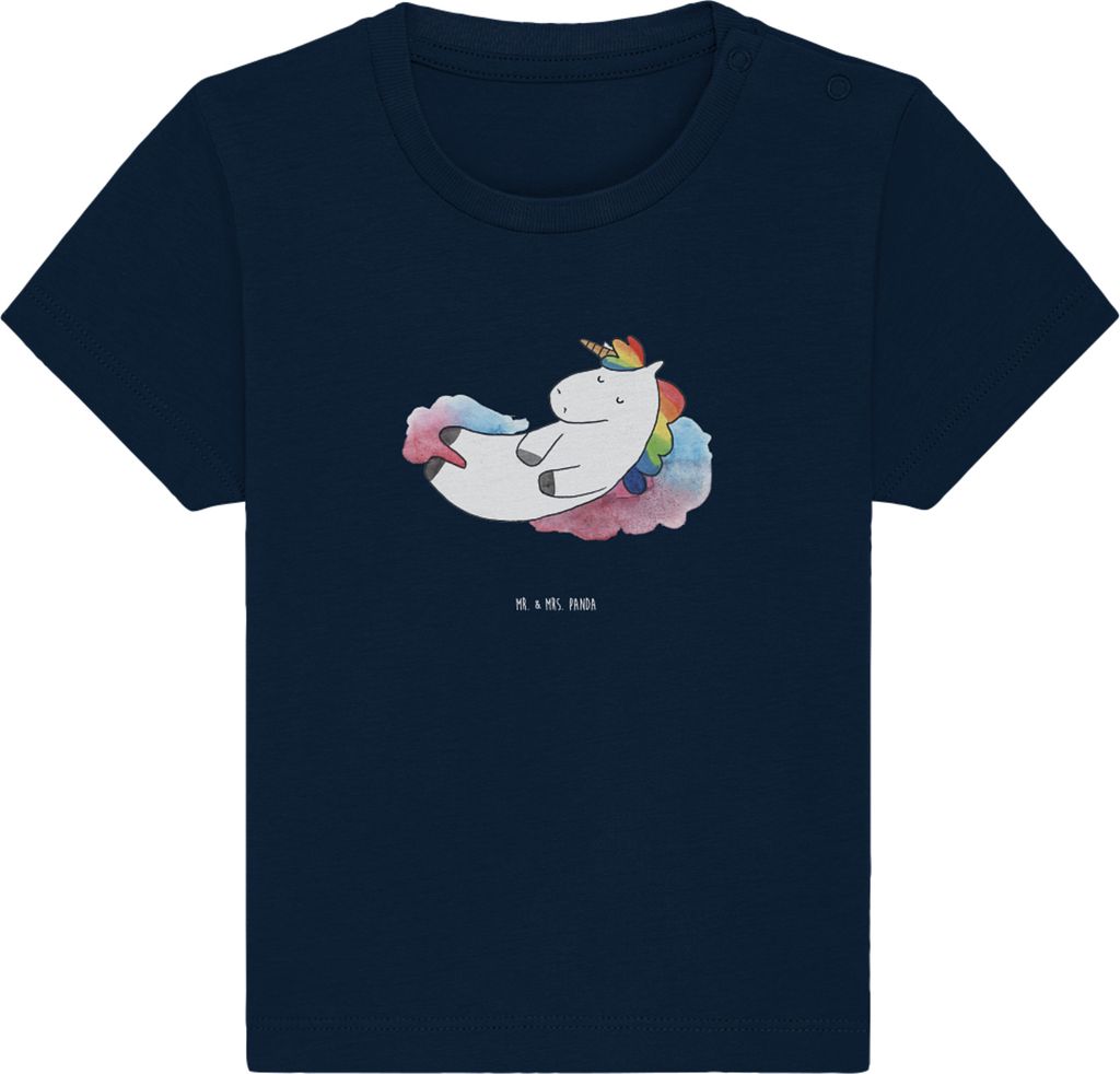 Mr. & Mrs. Panda T-Shirt Einhorn Wolke 7 0. - 6. Monat - French Navy - Geschenk, Einhörner, Menschen, Kinder Shirt, Lustig, Unicorn, Babyshirt, Ba...