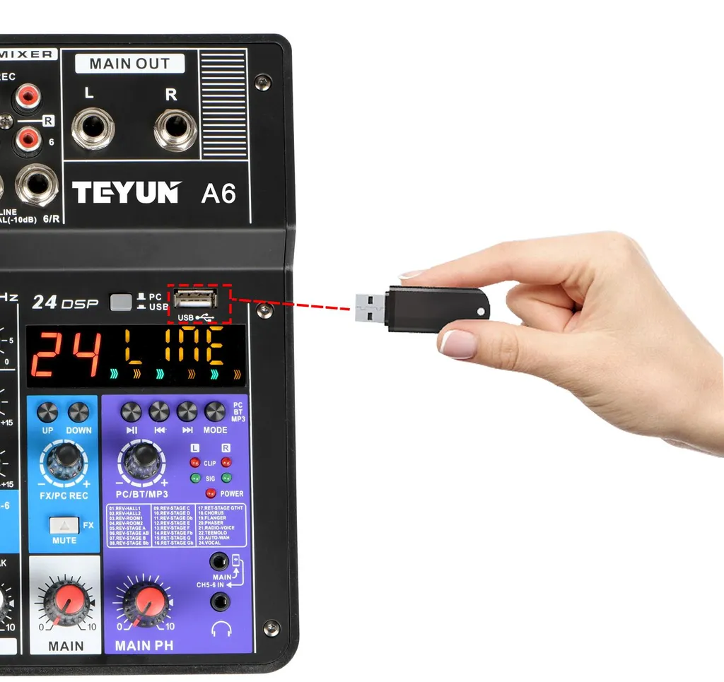 Table de mixage Bluetooth DAXTROMN A6-EU avec 24 effets DSP intégrés - 3