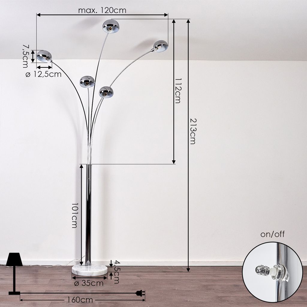 Suio »Suio« Stehleuchte aus Metall in chrom mit Lichteffekt Produktbild 5