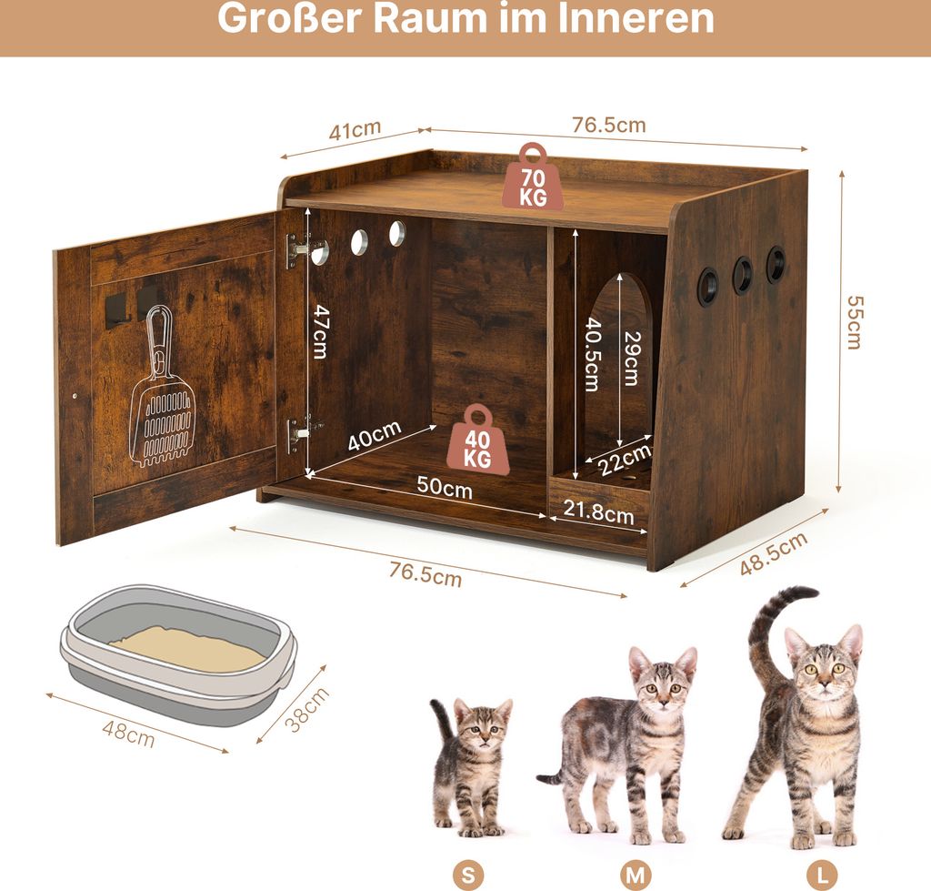 Mondeer Katzenschrank Katzentoilette mit abnehmbare Produktbild 9