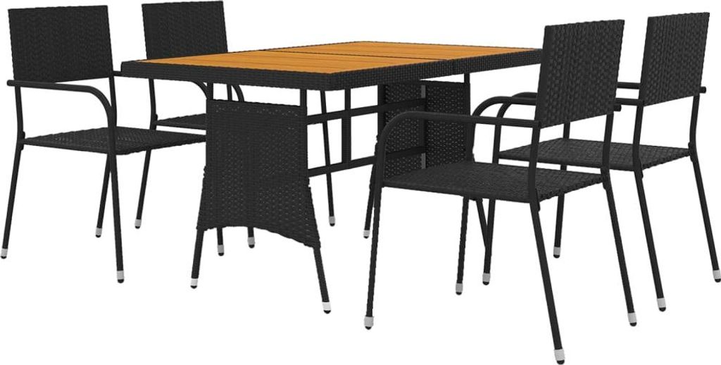 vidaXL 5-tlg. Garten-Essgruppe Poly Rattan Schwarz