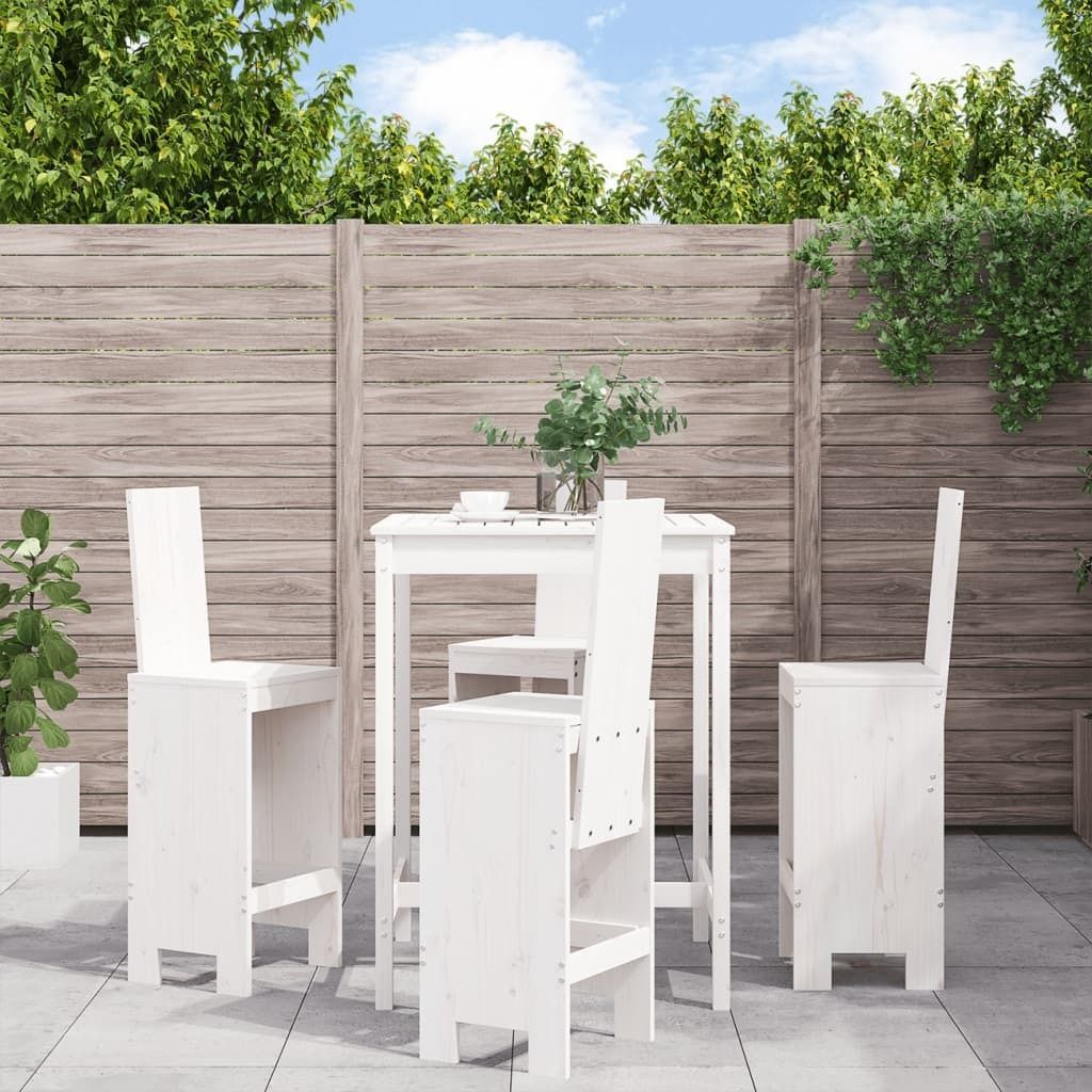 Maison Exclusive - 5-tlg. Gartenbar-Set Weiß Massivholz Kiefer