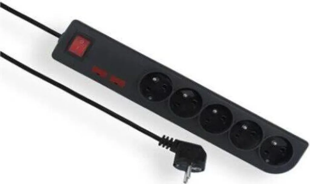Multipresa Nera Elgotech PSF2-501-2: 5 Posti, Protezione e Stile