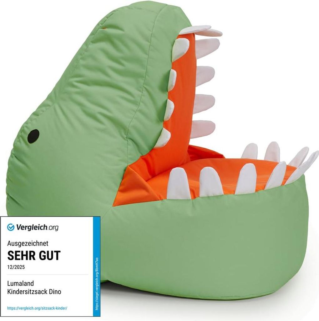 LUMALAND Animal Line Pouf per bambini Dino - Verde pastello Immagine del prodotto 