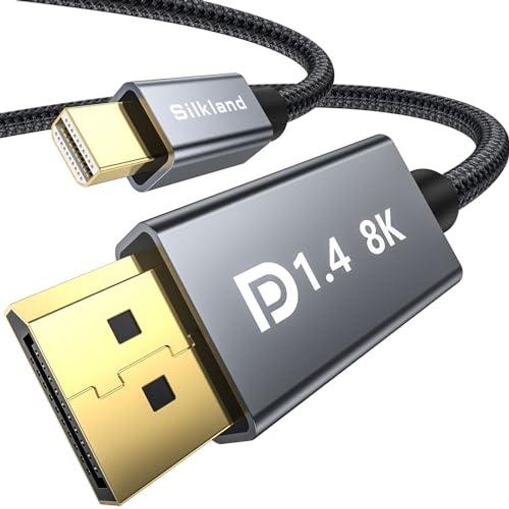 Mini DisplayPort auf DisplayPort 1.4 Kabel 8K@60Hz 4K@144Hz, Mini DP 1.4 zu DP mit HDR HBR3 DSC1.2 G-Sync FreeSync HDCP2.2, Thunderbolt 2 Kabel fü...