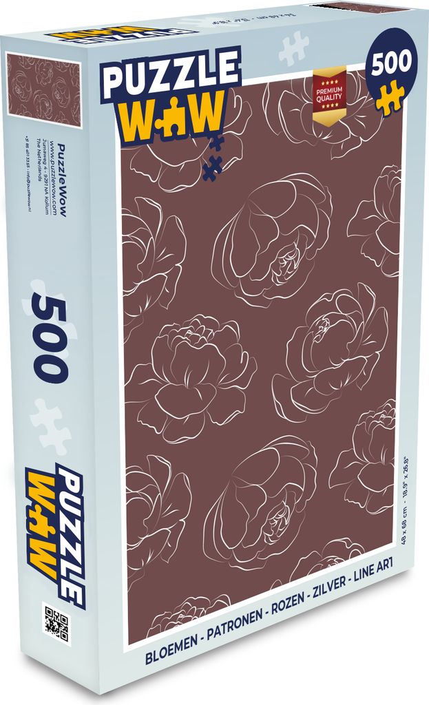 MuchoWow Puzzle 500 Teile Blumen - Muster - Rosen - Linienkunst - Denken - Spiel - Toy