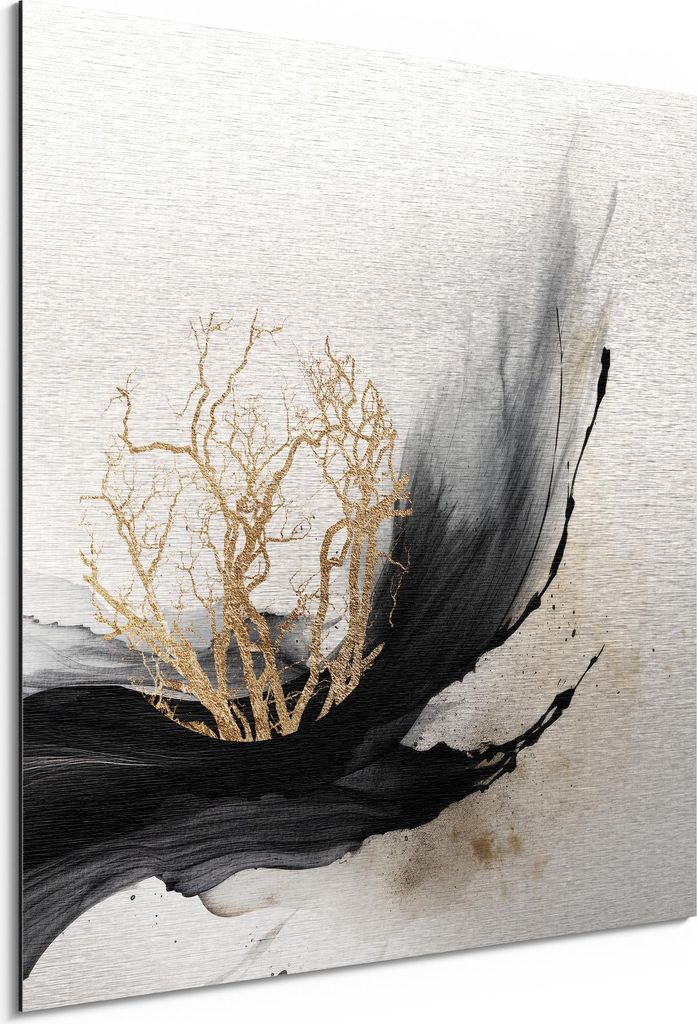 DEQORI Alu-Dibond Bild Silber 30x30 cm 'Baum der Elemente' Wandbild Metall dünn Design