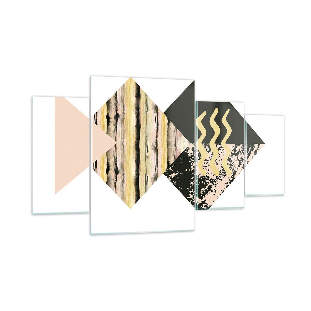 Bilder auf glas - 4 Teile - Abstraktion Diamant Gürtel - 160x90cm - Glasbilder - Wandbilder - Bilder - zum Aufhängen bereit - Wanddekoration aus ...