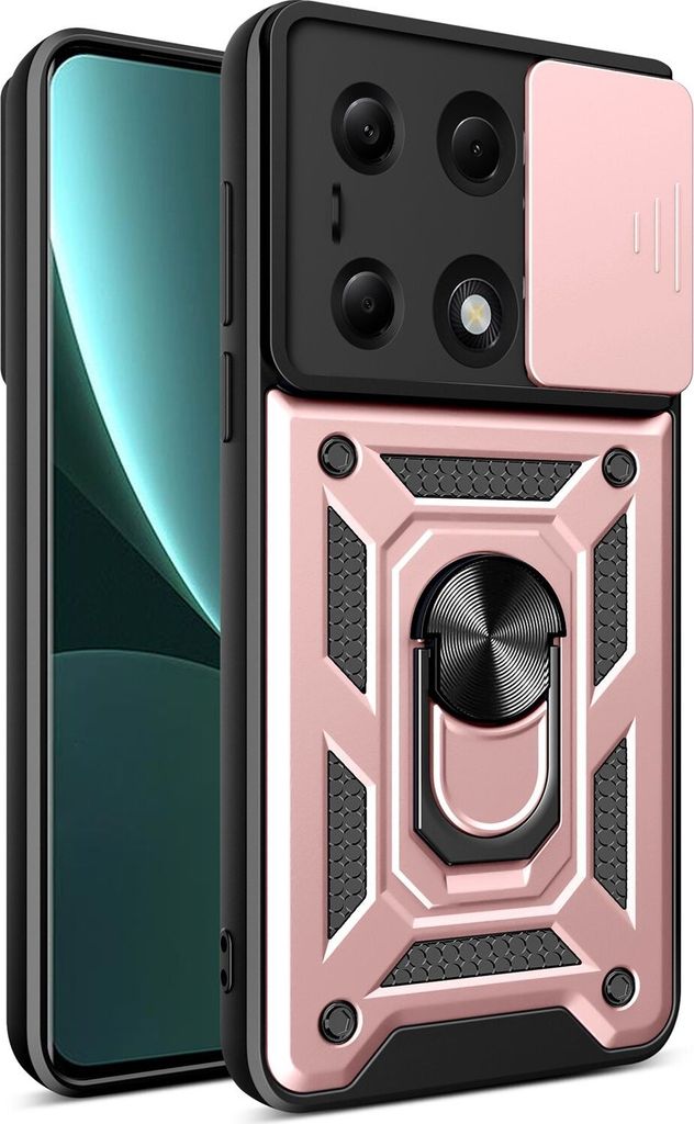 Hülle für Xiaomi Redmi Note 13 Pro 4G Magnetische Ring Ständer Halter Dia Kameraschutz TPU Bumper Silikon Schutzhülle Rosa
