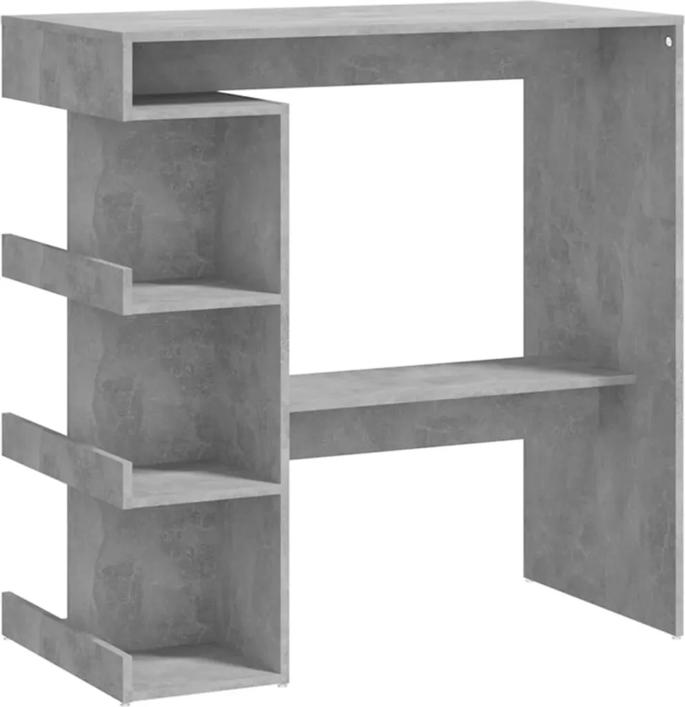 Tavolo Bar con Mensole Grigio Cemento 100 cm | Ideale per Monolocali