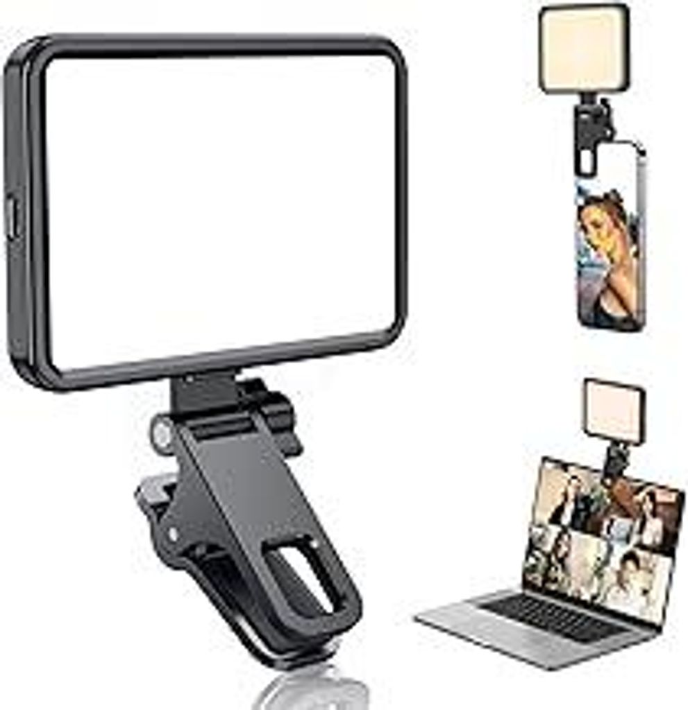 Wiederaufladbares weiches Selfie-Licht für Telefon, Kamera, Laptop, 3000 mAh tragbares LED-Licht für Bilder, Telefon-Lichtclip für Selfie, Vlog,...
