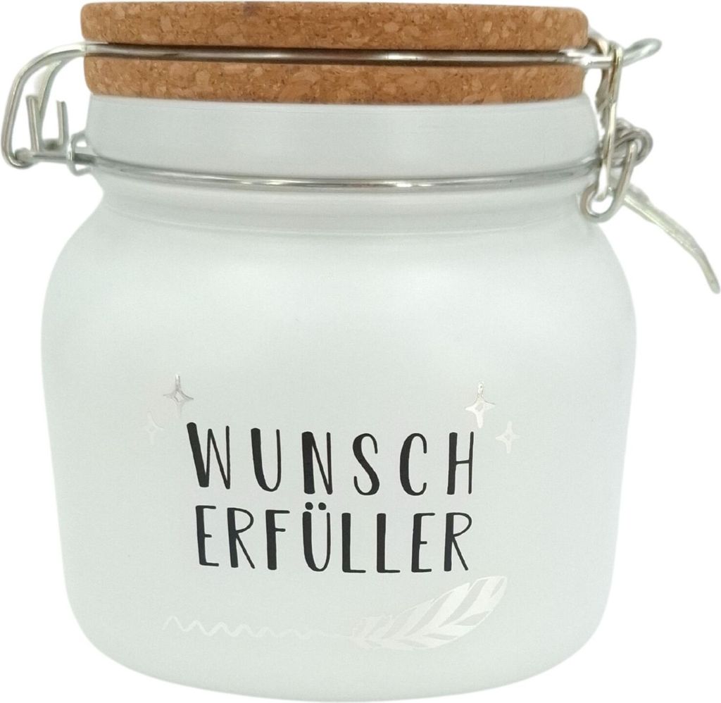 HERGO Sparglas WUNSCHERFÜLLER mit Korkdeckel Spardose Produktbild 