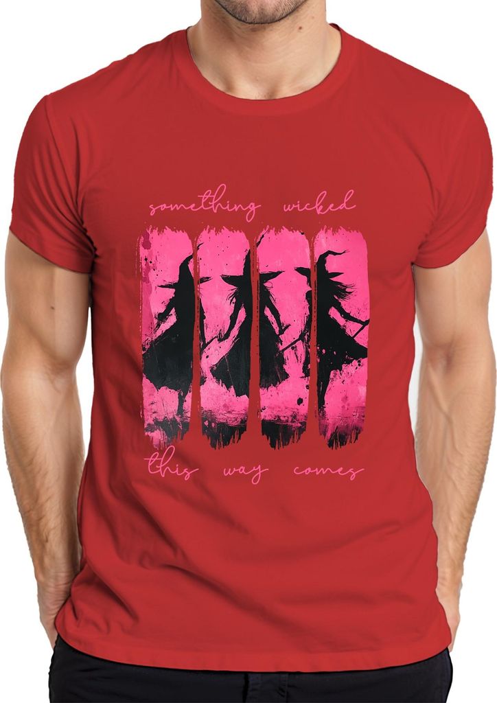 Something Wicked This Way Halloween Hexe Hexen Pink Grunge Gothic Herren T-Shirt, Rot, 3XL