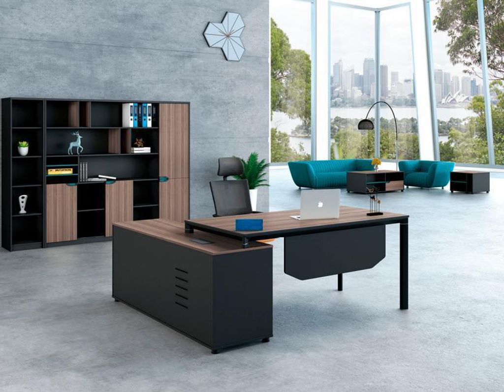 Komplettbüro Bürotisch Schwarz Arbeitstisch Büroschrank Holz Set