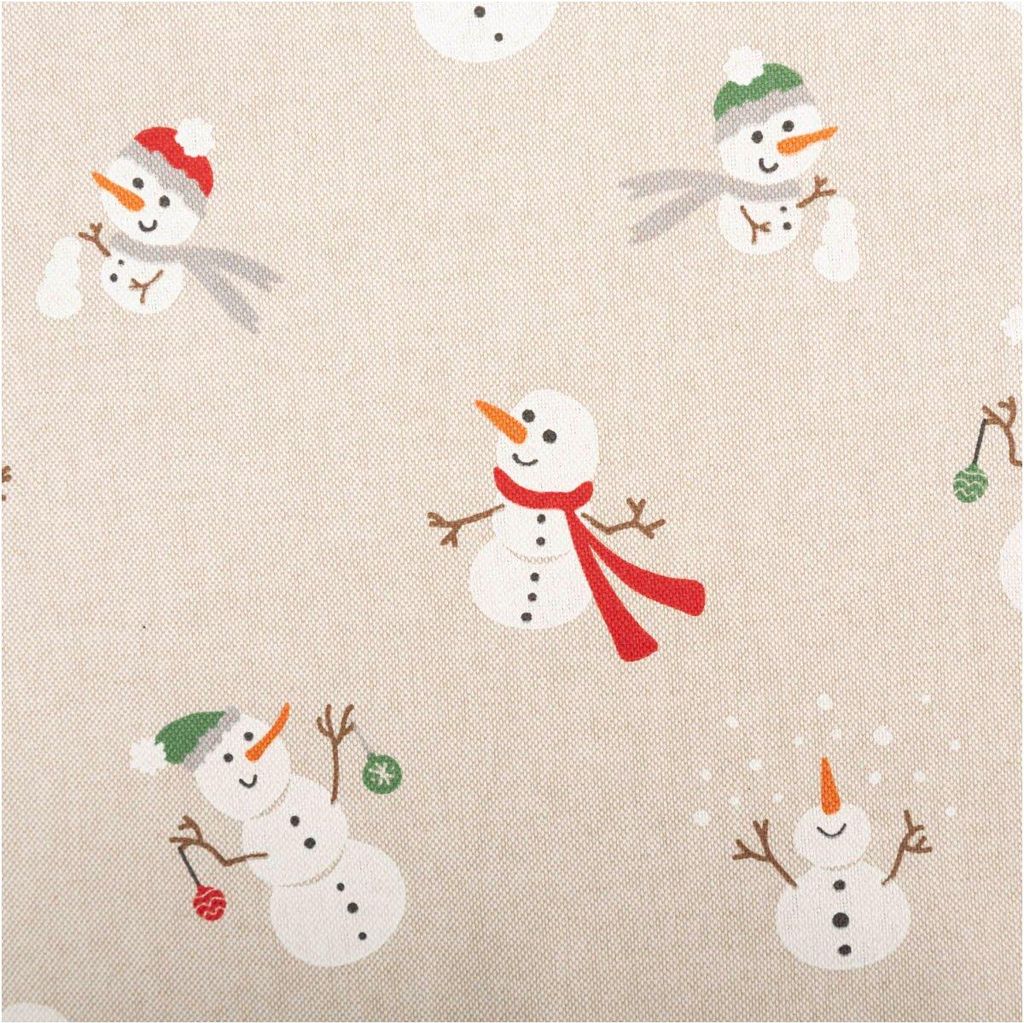 Weihnachtsstoff Schneemann natur 140cm Dekostoff Leinenoptik