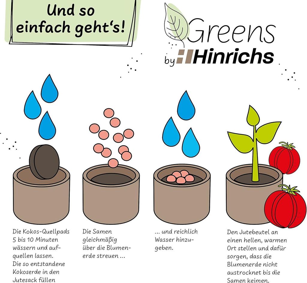 Gemüse-Anzuchtset mit Tomatensamen, Erde und Jutesack