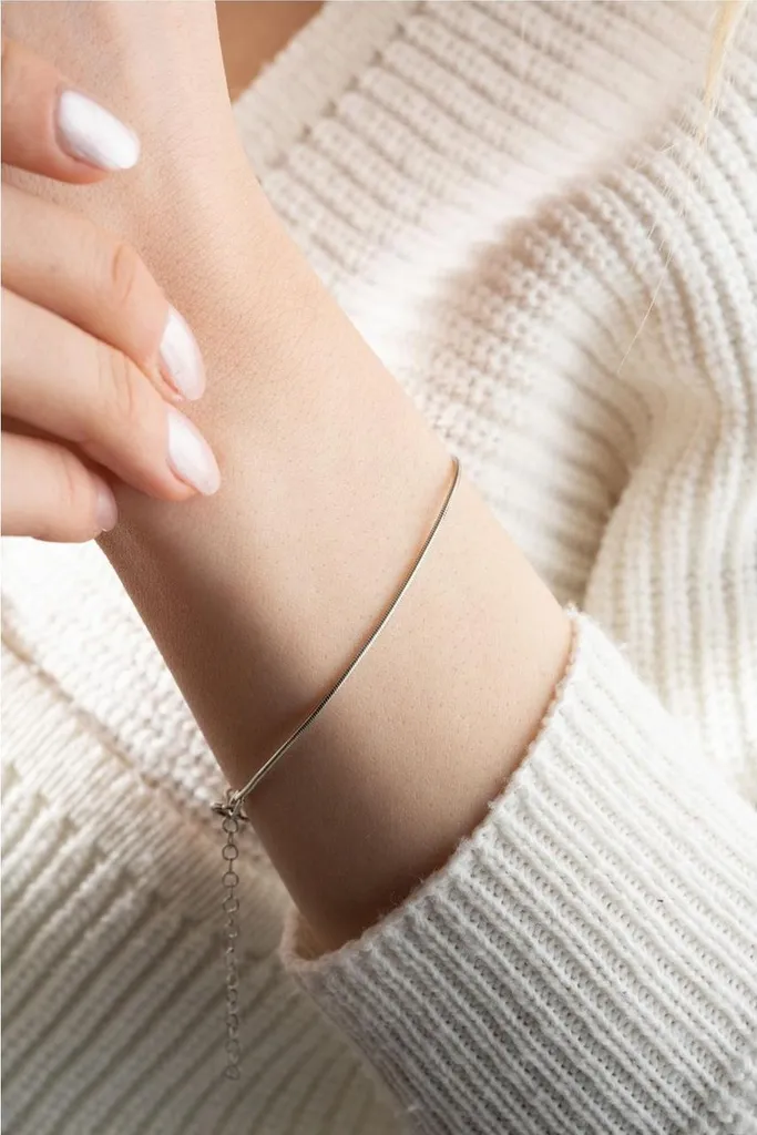 Chaîne de poignet femme en argent massif rhodié - Maille italienne