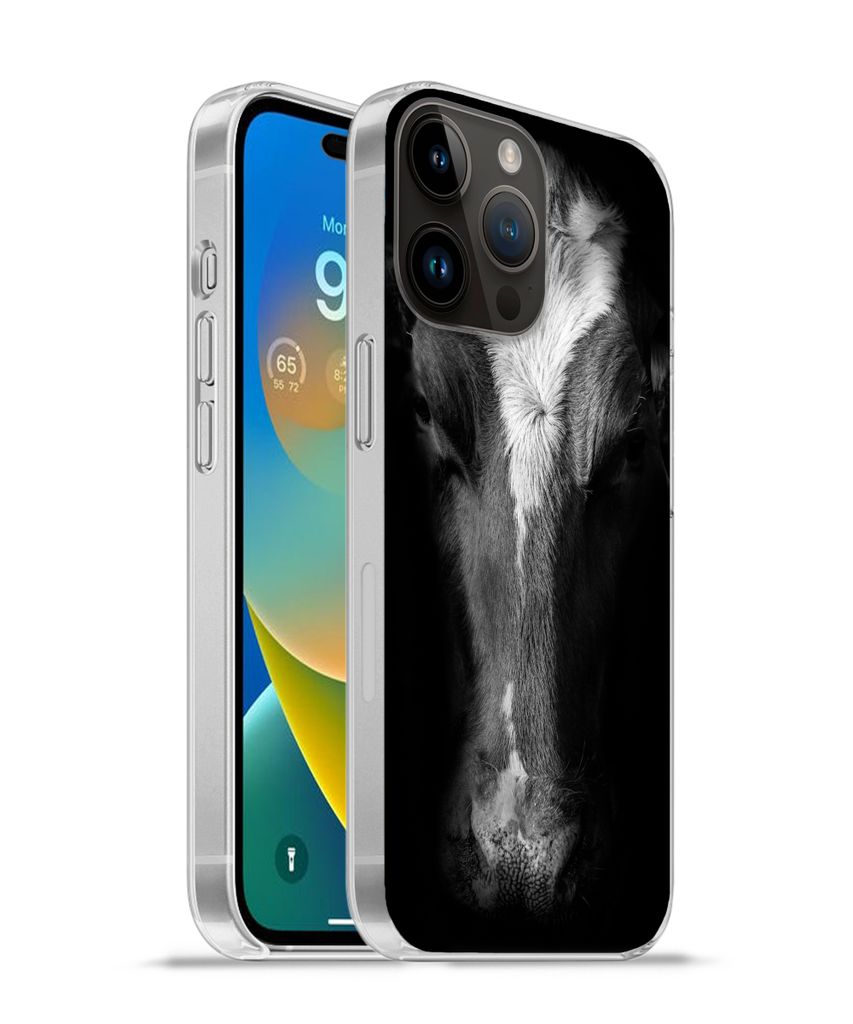 MuchoWow Handyhülle Schutzhülle Hülle für Apple iPhone 14 Pro Max Kuh - Tiere - Schwarz Silikon Softcase Handy Hülle - Hardcover