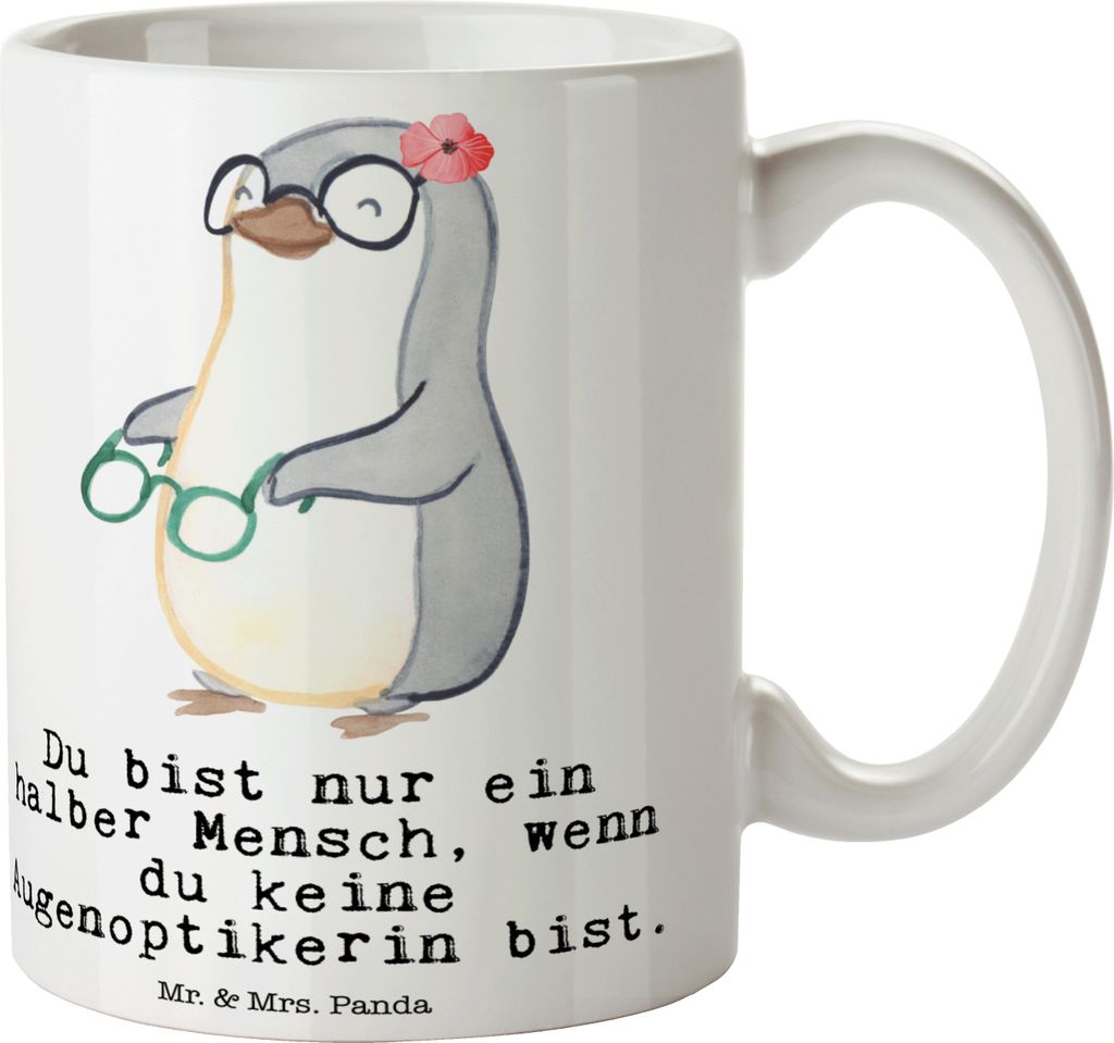 Mr. & Mrs. Panda Kaffeetasse Augenoptikerin Herz - Weiß - Produktbild 
